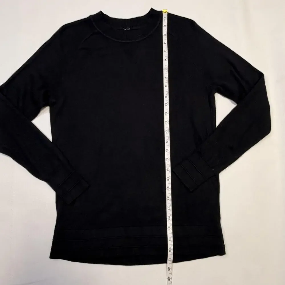 Lululemon Sweater Womens Medium Black Cashmere Cotton Crewneck Knit Pullover